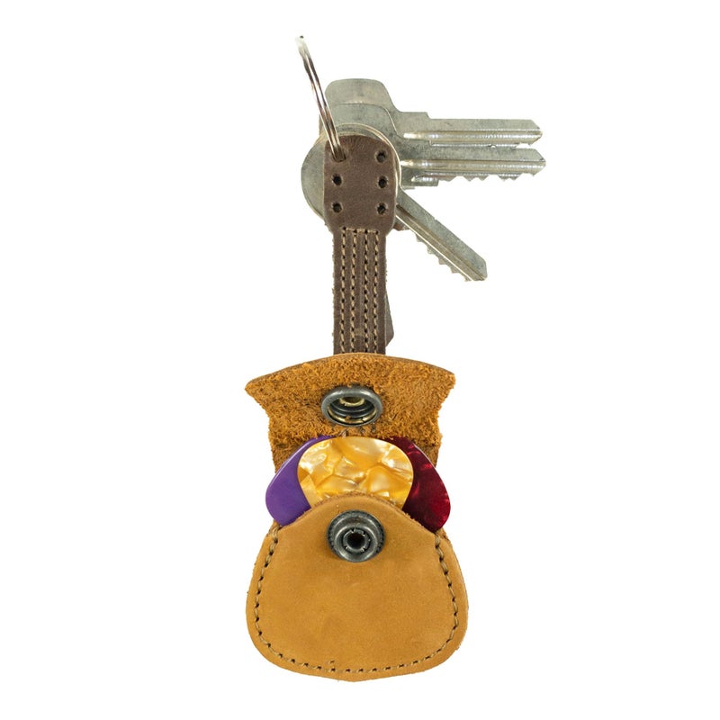 Hide & Drink, Leather Guitar Pick Holder Keychain, Picks Case Instrument Gifts Ideas for Musicians, Handmade :: Old Tobacco - Image 2